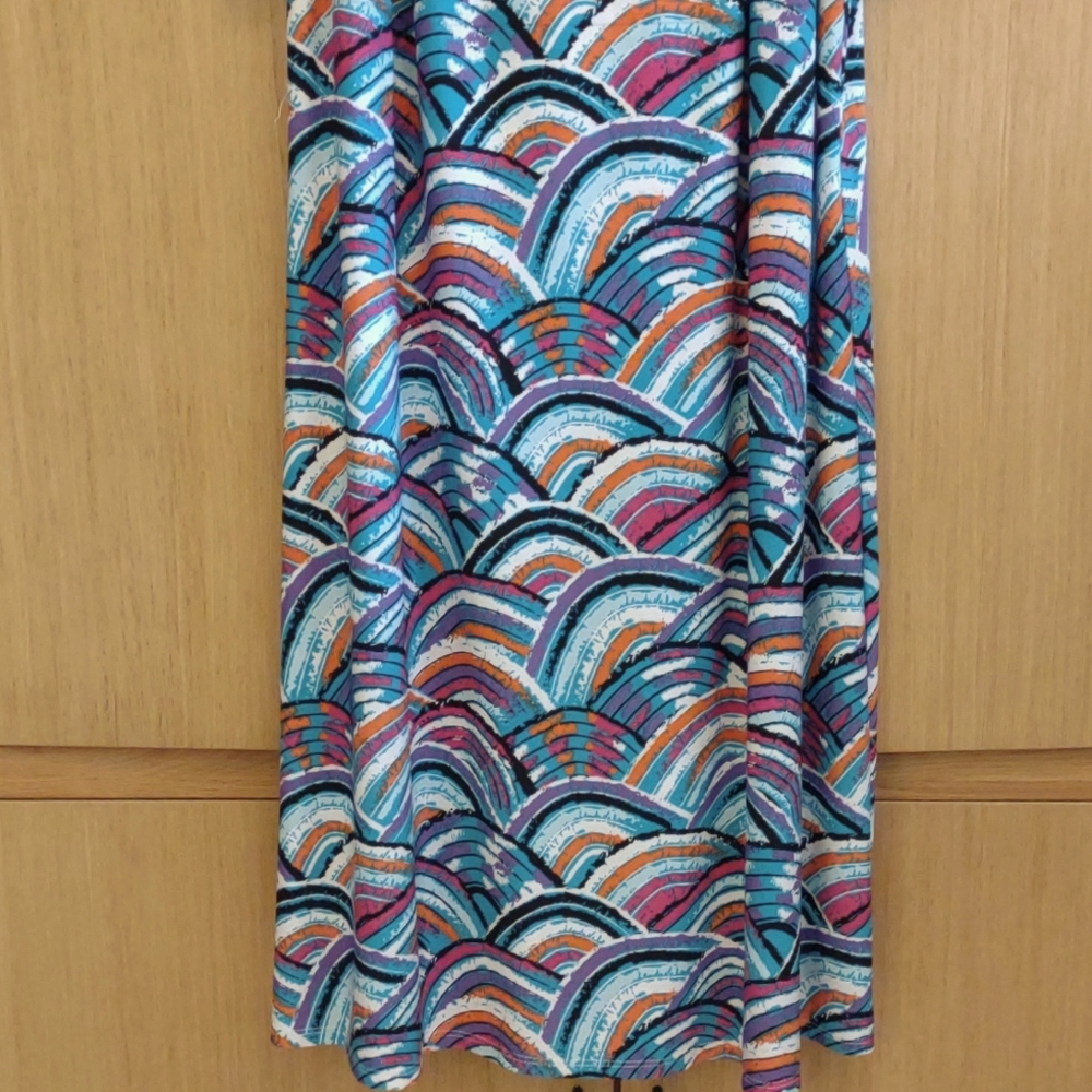 +SZ Cold Shoulder Blue/Orange Printed Dress SZ 1X By MSK Women - Picture 4 of 6
